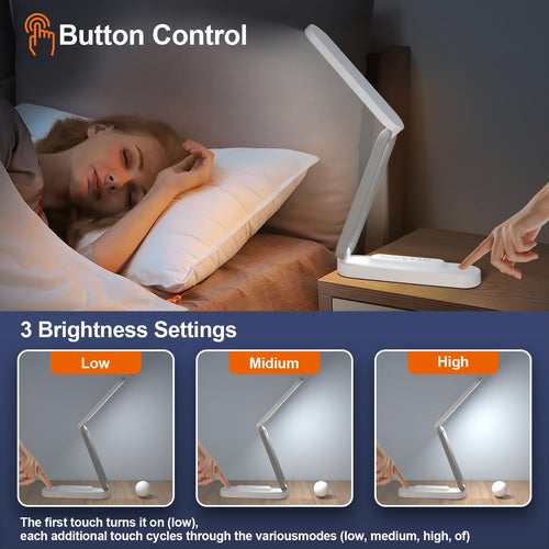B005 LED Folding Table Lamp – Rechargeable Stepless Dimmable Desk Light with Type-C Charging & Lithium Battery